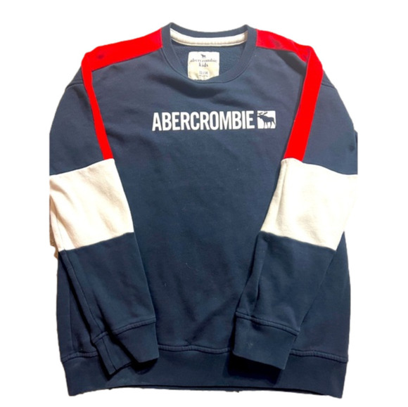𝅺ABERCROMBIE & Fitch Kids Navy Crewneck Sweatshirt, Youth Boy’s Size 13/14 - Picture 1 of 5